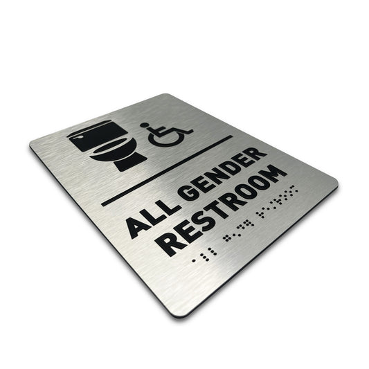 All Gender Toilet/Wheelchair - Brushed Aluminum