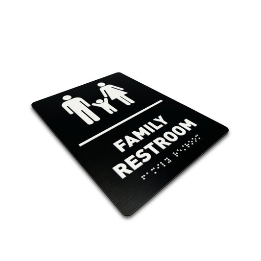 Family Restroom Sign - Brushed Black