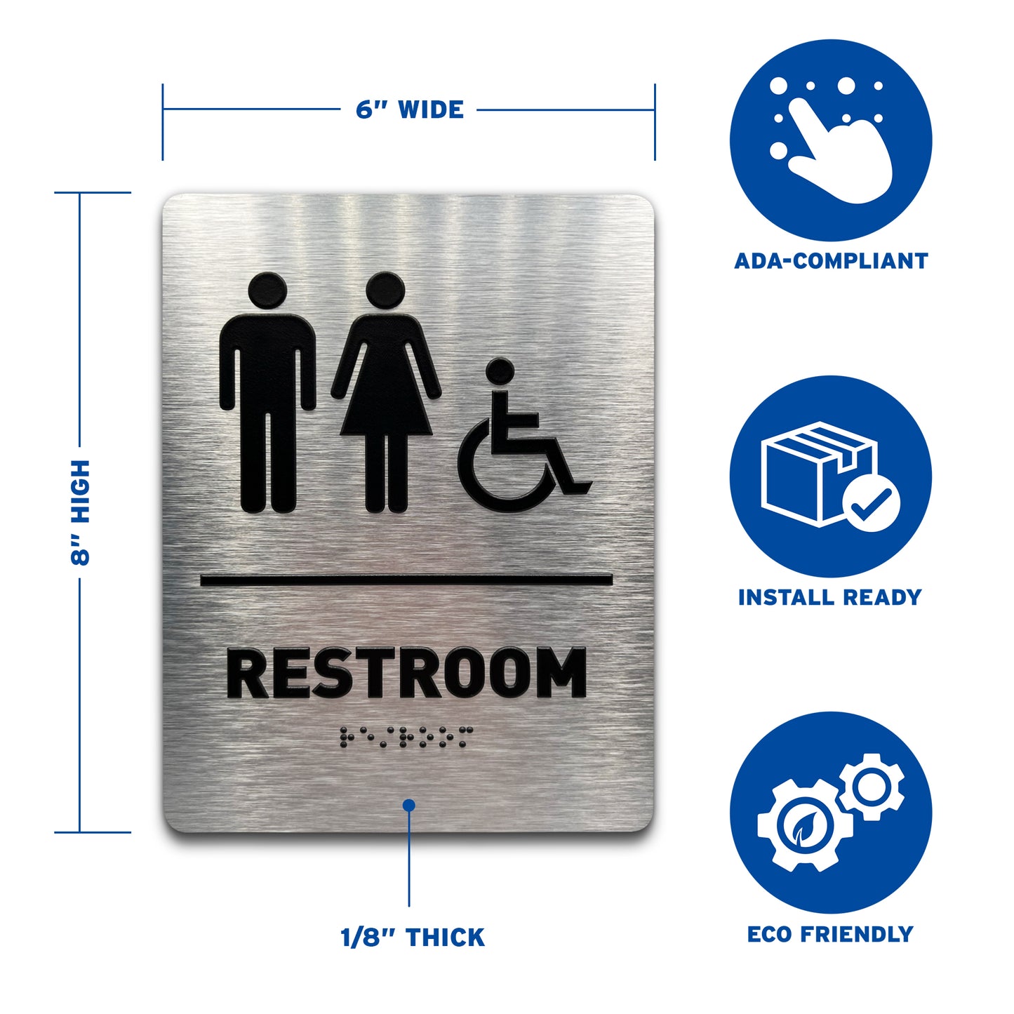 All Gender Toilet/Wheelchair - Brushed Aluminum