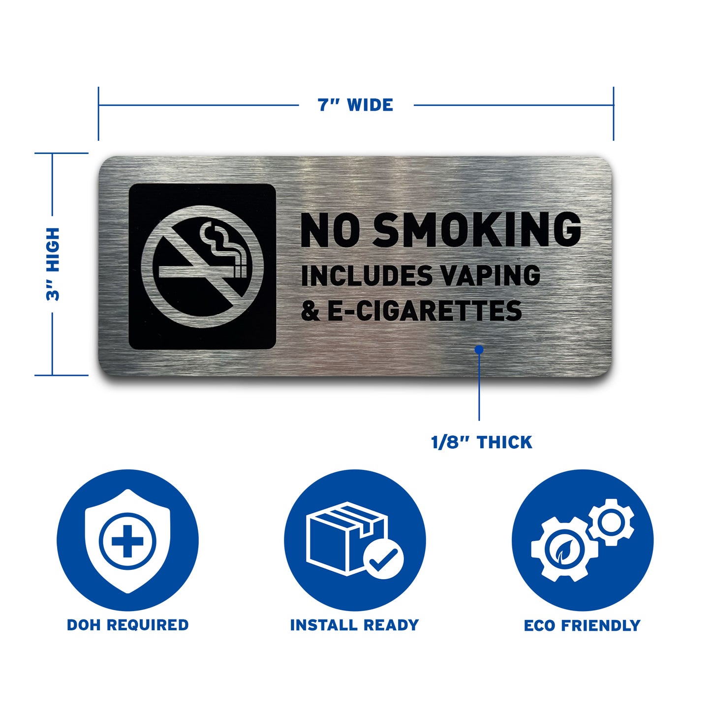 No Smoking Sign - Brushed Aluminum