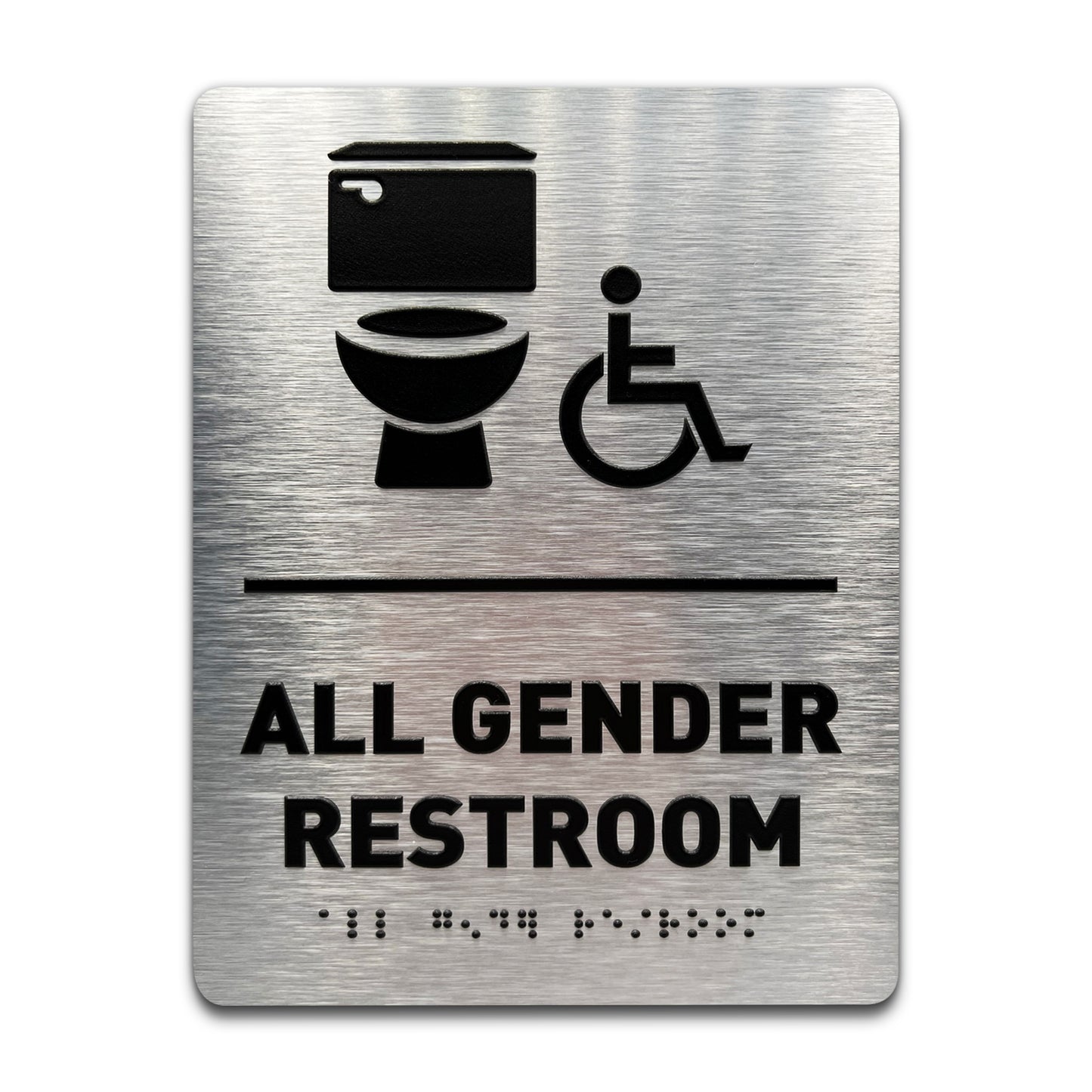 All Gender Toilet/Wheelchair - Brushed Aluminum