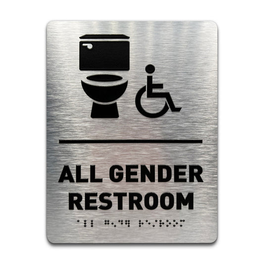 All Gender Toilet/Wheelchair - Brushed Aluminum