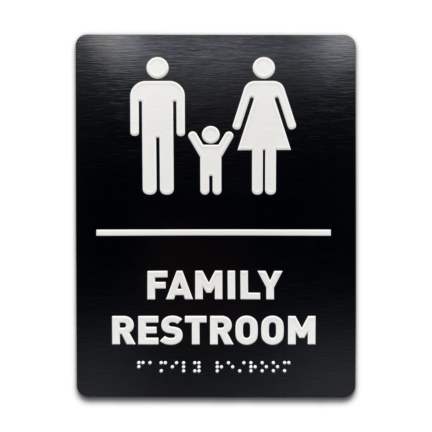 Family Restroom Sign - Brushed Black