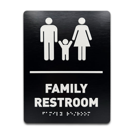 Family Restroom Sign - Brushed Black