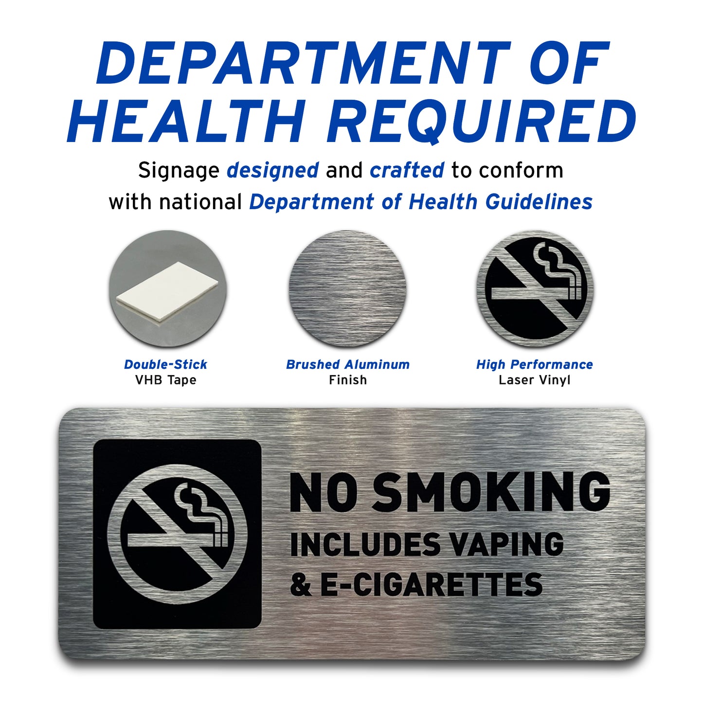 No Smoking Sign - Brushed Aluminum