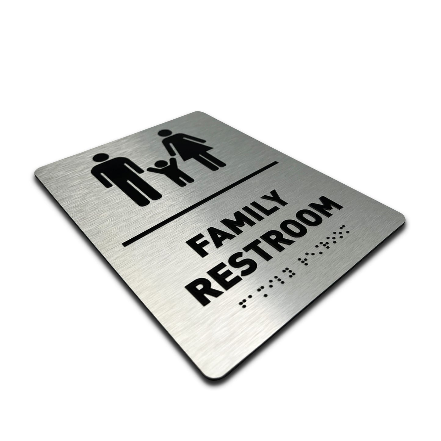 Family Restroom Sign - Brushed Aluminum