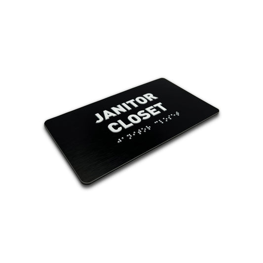 Janitor Closet Sign - Brushed Black